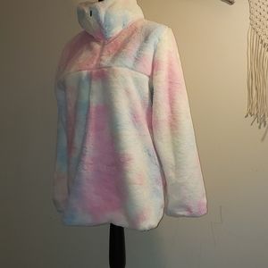 Womens large tie dye pastel sherpa